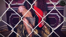 MistressRavenFD - WORSHIP MY SWEATY FEET   RED BOTTOMS FROM YOUR CAGE.jpg