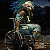 KK in a wheelchair